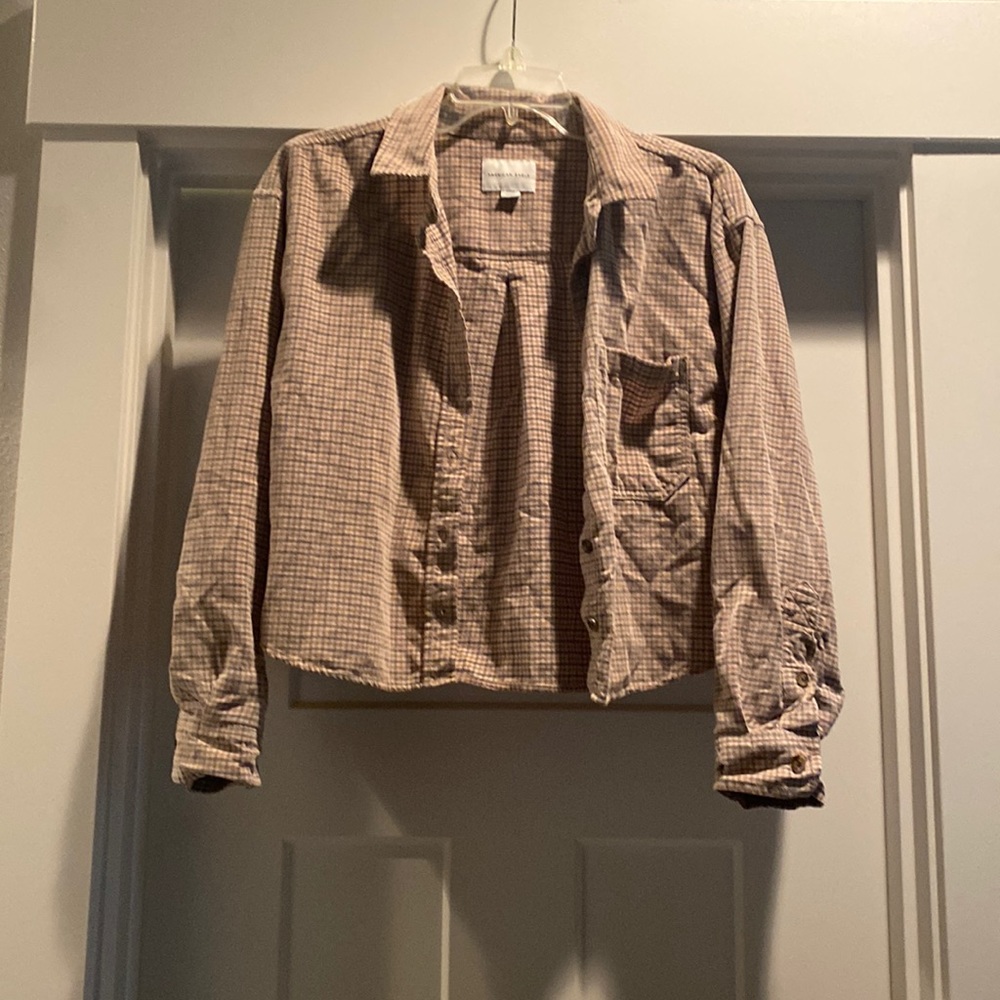 AEO Cropped Plaid Top